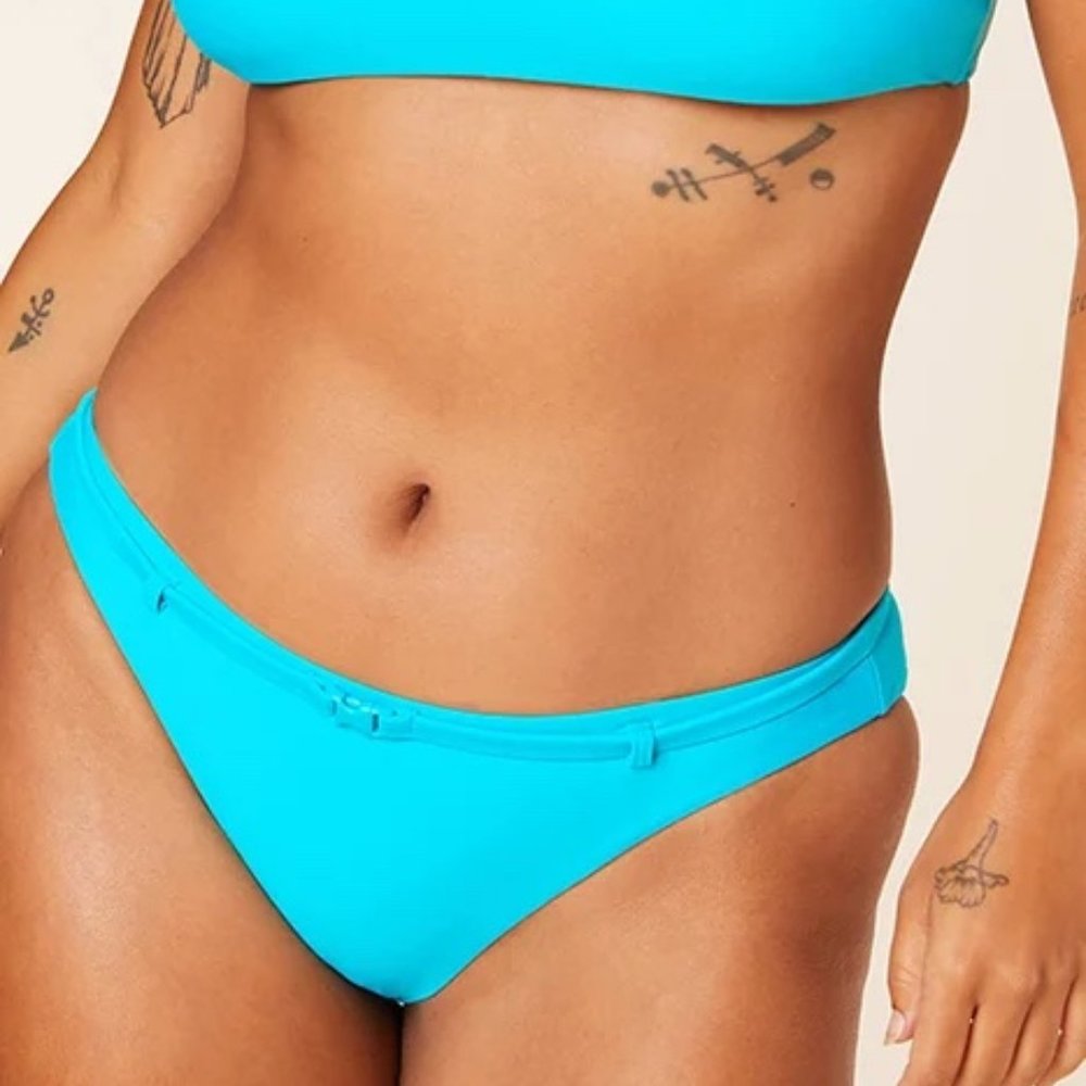 NWT Andie Swim The Riviera Bikini Bottom Flat Belt Bright Blue Size Large L NEW